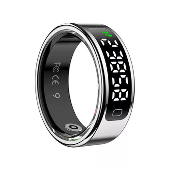 He jiagong r11cqring heart rate blood oxygen sleep pedometer sports remote control photo display screen touch screen smart ring no. 7 silver