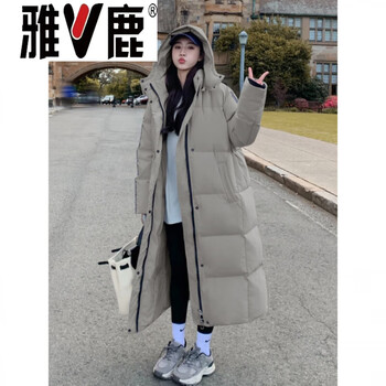 Yalu white goose down jacket women's winter 2026 new long knee-to-ankle extra thick northeast extremely cold warm jacket gray goose down jacket 95% white goose down m