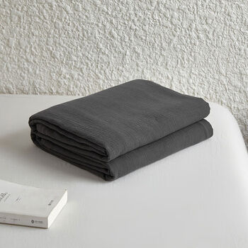 Jiyunmao comfortable naked sleeping cotton sheets type a double-layer yarn wrinkled yarn soft single piece sheets, quilt covers, pillowcases bedding type a double-layer yarn black qiao 150 200cm quilt cover + two pillowcases