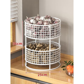 Fantasy home kitchen countertop storage rack multi-layer condiment storage rack rotatable tray oil salt sauce vinegar condiment rack white double layer