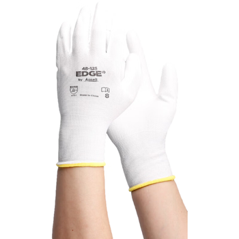 Ansell edge 48-125 polyester pu palm-coated white gloves, non-slip, wear-resistant and breathable, 12 pairs/bag 7