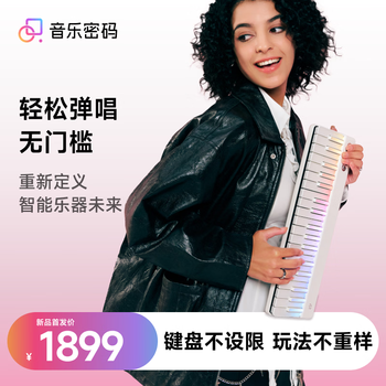 Music password 2 piano smart keyboard playing and singing automatic band electronic keyboard portable beginner children's adult rainbow keyboard beginner-white dual keyboard (72 keys) + piano bag + 1v1 learning and practice service