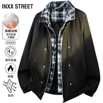 Inxx (inxx) inxx street men's fake two-piece loose casual workwear autumn and winter cotton coat lapel large size jacket black-cotton style l recommended 100-120 pounds