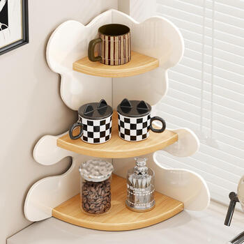 All cup storage entrance hall high-end light luxury cup holder desktop sideboard dining table countertop coffee cup tea storage rack bear shape log-white tea