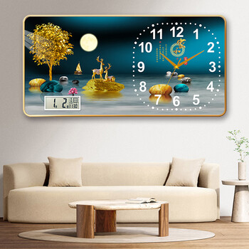 Hengsheng clock wall hanging living room wall clock home quartz clock silent calendar modern bedroom clock wall hanging watch without punching jiahefugui fx calendar model 50*100 cm aluminum alloy frame