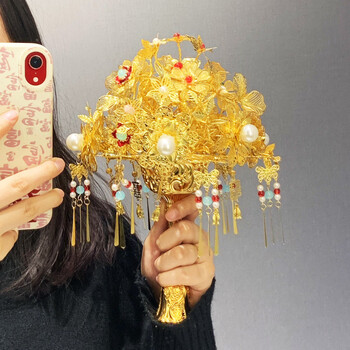 Bride's golden bouquet diy high-end material new chinese style wedding newlywed xiuhe cheongsam bestie wedding gift dot green bouquet full set of materials package