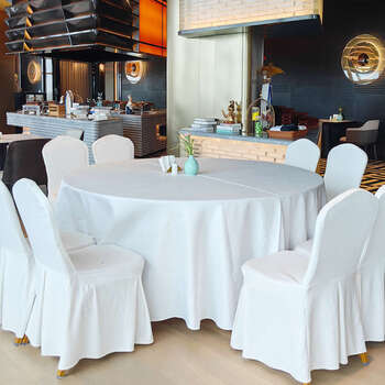 Yusenyi round champagne tablecloth hotel restaurant holiday tablecloth large size thickened waterproof tablecloth porcelain white round 2.2 meters 10 sheets