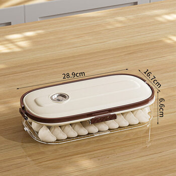 Jingxiang narrow slit dumpling box food kitchen refrigerator side door dumpling and wonton box fresh-keeping quick-frozen storage box special storage box one layer milk coffee color standard x 10x10x10cm