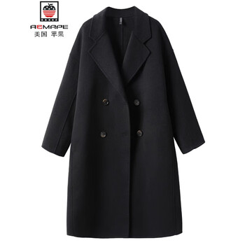 Aemape double-sided woolen woolen coat for women mid-length autumn and winter new high-end korean hepburn style small woolen coat black s recommended within 100 pounds