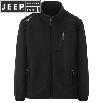 Jeep spirit double-sided velvet thickened sports sweatshirt men's winter jacket lining polar fleece jacket windproof and cold-resistant jacket 2255a-black m