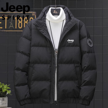 Jeep jeep international brand down jacket men's autumn and winter thickened clothes loose large size short duck down casual sports jacket black high quality duck down l