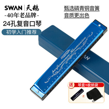 Swan (swan) 24-hole polyphonic c harmonica phoneme marking children's student beginners teaching harmonica sky blue