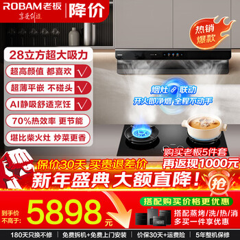 Robam range hood gemini e2p king 28 cubic chamber dual-chamber variable frequency large suction range hood gas stove set smoke stove linkage smart range hood natural gas model hot selling stove set e2p+d2 smoke stove linkage