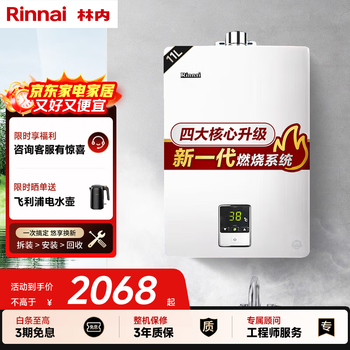 Rinnai 01 series 11-liter gas water heater, variable frequency constant temperature, water and gas dual adjustment, forced exhaust natural gas 11qd01 (jsq22-c01)