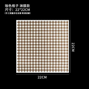 Lilang placemat paper, oil-absorbent take-out meal paper pad, dining table disposable paper, japanese dinner plate pad paper, western food household tray paper (200 sheets) 22x22 grid type, coated type