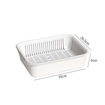 Yusenyi double-layer vegetable basin household vegetable storage basket rectangular fruit water leakage storage white