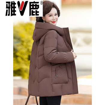 Yalu 90 white goose down down jacket women 2026 new extreme cold thickened mom mid-length hooded winter jacket women's jacket goose down jacket 95% white goose down women-brown xl