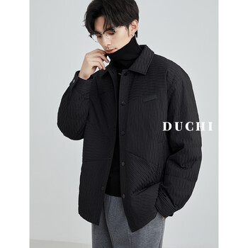 Duchi duchi men's lightweight down jacket men's winter 2025 new shirt style short lapel white duck down jacket black xl recommended weight 151-170 jin