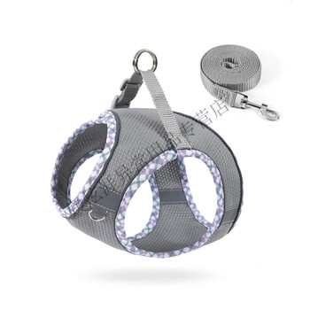 Shantou lincun's new pet harness reflective plaid edge dog leash small and medium-sized vest style dog leash gray xs