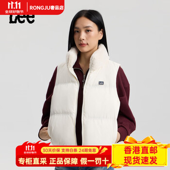 Lee shopping mall's same style 25 autumn and winter new product comfortable version artificial fur stand collar milky white women's short down jacket vest milky white m
