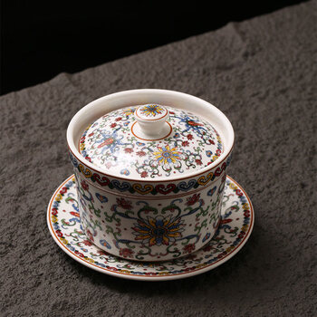 Tuojin jingdezhen ceramic enamel small stew pot with water-proof stew for one person commercial hotel tableware chinese-style soup cup with 4-inch enamel stew pot