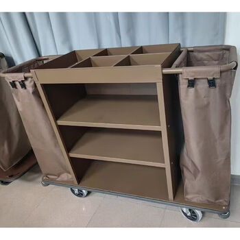 Stainless steel linen cart, room service cart, door cleaning cart with partitions, hand push work cart, silent cart, customized paint service cart, no specifications
