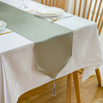 Yusenyi conference event party rectangular decorative tablecloth strip blue table flag silver 1.4*0.3 meters