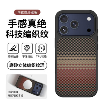 Runaway invisible strong magnetic suitable for iphone17promax mobile phone case apple 17promax protective cover soft edge anti-fall three-dimensional woven pattern matte simple light luxury hard shell orange