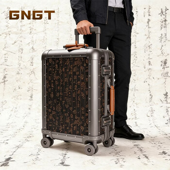 Gngt aluminum-magnesium alloy suitcase trolley case, ancient style light luxury suitcase, 20-inch password box, national style customs lock boarding case, xuanjin shuying 20 inches