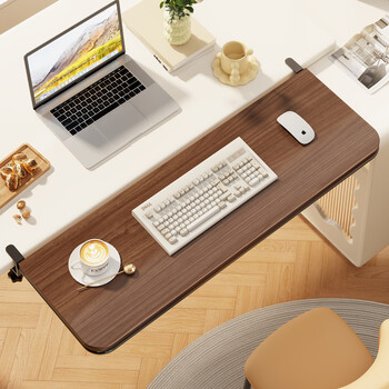 Desktop extension wrench hand bracket office desk computer desk foldable widening arm mouse keyboard widening extension board walnut color 30*25 back reinforced beam double the load-bearing