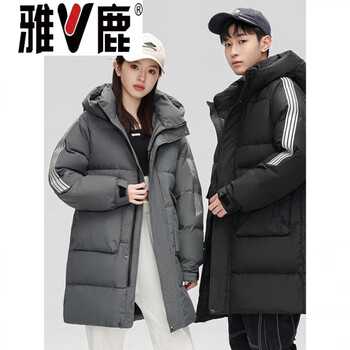 Yalu 2026 winter clothes contrast color hooded warm thickened large pockets mid-length outdoor down jacket for women jiujiang jiujiang down jacket for women - black_ high-end western style down jacket for small people s high-end western style small person down jacket