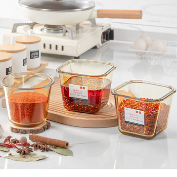 Home katei story japanese chili oil special can household oil spicy chili storage box high silicon boron glass high temperature resistant chili oil container square chili oil can single pack 900ml