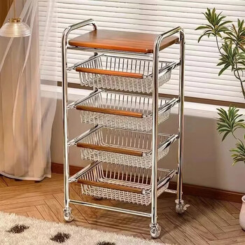 Zhuobo kitchen rack trolley floor-standing storage rack living room snack rack multi-layer storage rack bh18 five-layer crystal wheel