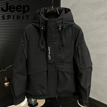 Jeep international brand outdoor jacket men's winter loose warm workwear white duck down casual down jacket black m
