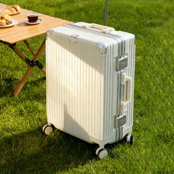 Omi luggage suitcase for men and women, silent universal wheels, anti-collision, boarding travel code box, business trip trolley case, milky white 20 inches