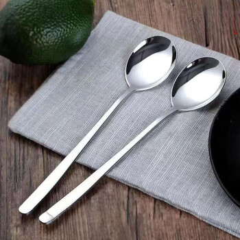 German tail goods double 304 food-grade stainless steel long-handled spoons for home use large round spoons for eating and drinking soup 304 korean-style spoons 2 pieces
