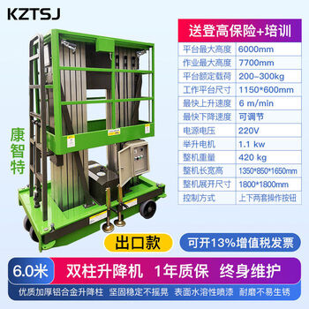 Cat lift electric small platform hydraulic mobile single and double column aluminum alloy freight elevator factory manned vehicle indoor double column 6 meters export model