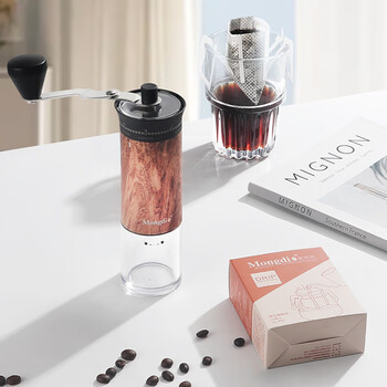 Mongdio hand grinder coffee bean grinder coffee bean grinder hand grinder coffee bean grinder wood grain upgraded bean grinder-black