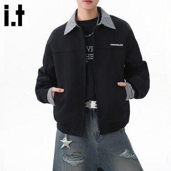 Chocoolate it fake two-piece plaid jacket for men 2026 spring new american casual lapel jacket black s recommended 90kg-115kg