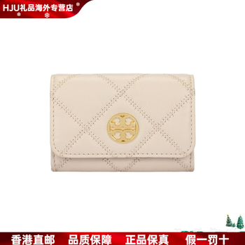 Tory burch tb-willa solid color flap closure seam leather wallet women's cheese white cheese white