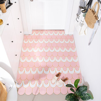 Wing fantasy scrubable door mat entry pvc carpet door mat entry door home kitchen non-slip waterproof disposable mat pink peacock vertical shop 100x120cm