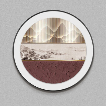 Fantasy new chinese style circular entrance corridor aisle decorative painting scenery relief light painting living room sofa background wall hanging painting