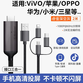 Green alliance (ugreen) same hdmi converter lighting interface mobile phone connected to the tv with the same screen line flat-panel projector ligh store manager model cast screen while charging apple typec android universal