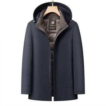 Kbxng jinba new men's removable down liner hooded thickened down jacket winter dad warm and cold-proof jacket navy blue 2xl 185 recommended 160-180 pounds