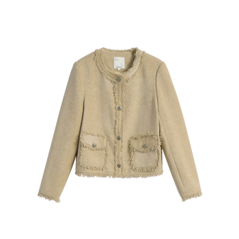 Inman (inman) small fragrant style jacket for women in autumn, loose, small, high-end, temperament, casual long-sleeved top, light khaki s