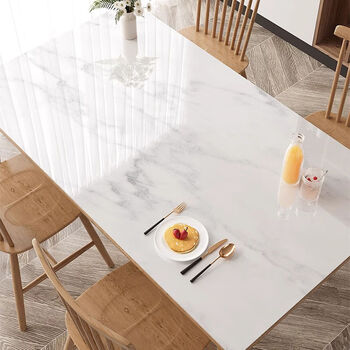 Fantasy tablecloth waterproof and oil-proof no-wash anti-scalding heat-insulating dining table mat pvc light luxury high-end coffee table mat desktop mat yohoho marble upgraded thickened version 90x90cm