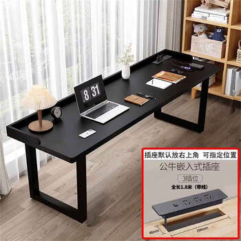Yusenyi all solid wood double desk 2025 home office writing workbench bedroom table with drawers desktop plus bull socket + black 120x70x75cm