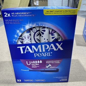Tampax tampons in stock, bonded and quick-release, ultra high flow, 32 pieces