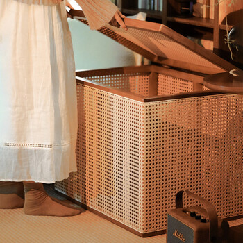 Yusen yifu storage box storage basket dirty clothes basket bedroom bedside cabinet sofa home extra large walnut color