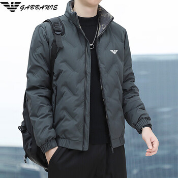 Armani (armani) down jacket men's winter 2026 new hoodless stand collar business casual duck down warm jacket gray green_warm duck down 3xl